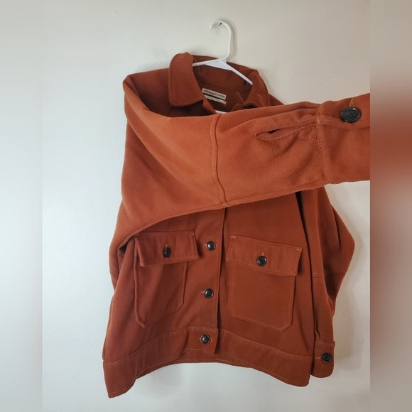 Urban Outfitters Oversized Fleece Shacket Size Small Rust Large Pockets - Picture 5 of 13